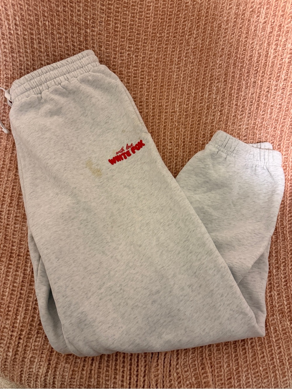 Light Gray Sweatpants with Red Logo